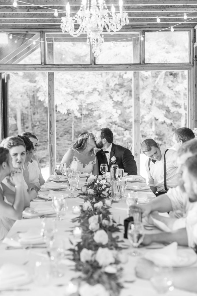 bride and groom kiss wedding reception photo, must have wedding photos