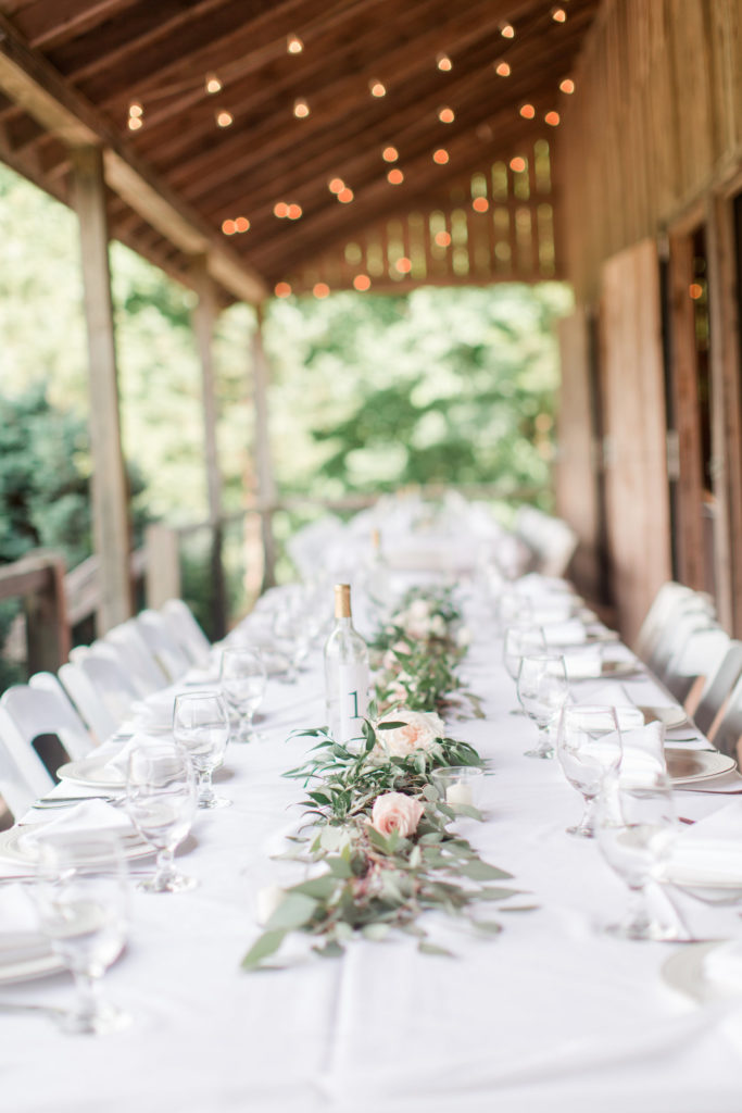 blush florals wedding table decor