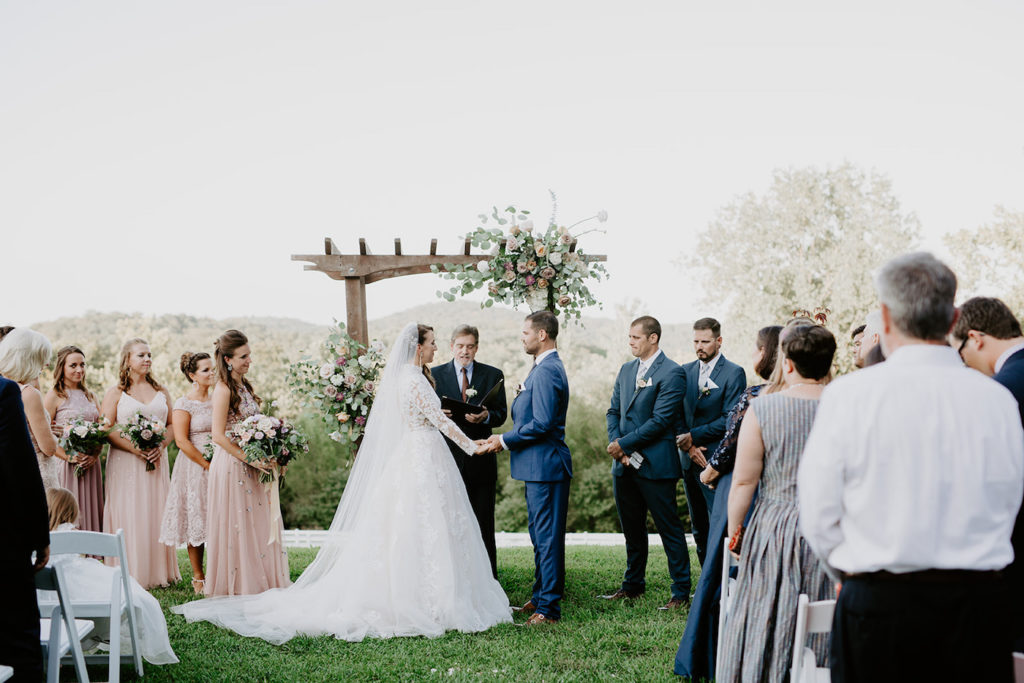 chaumette wedding ceremony at wedding barn