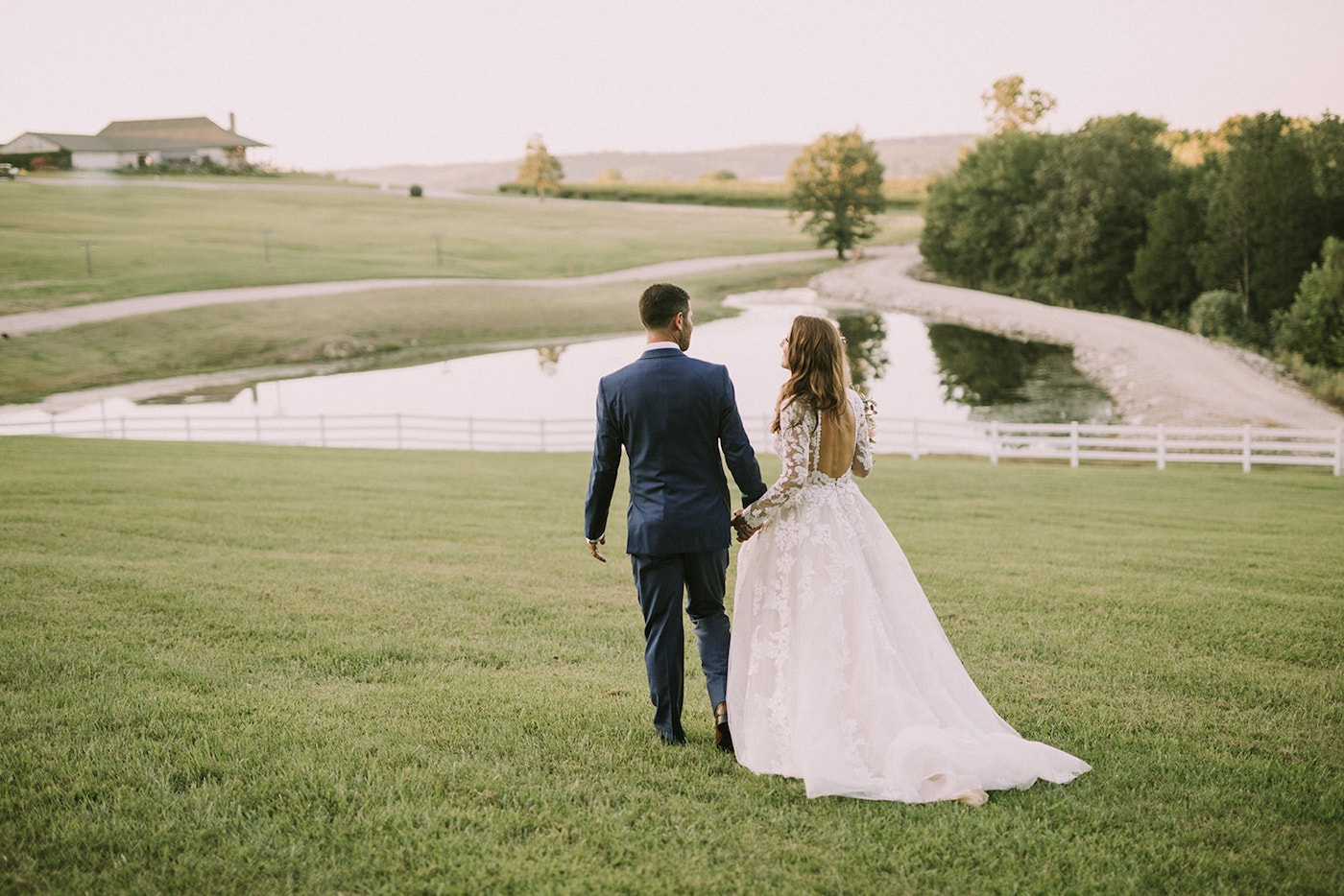 couple at chaumette wedding barn