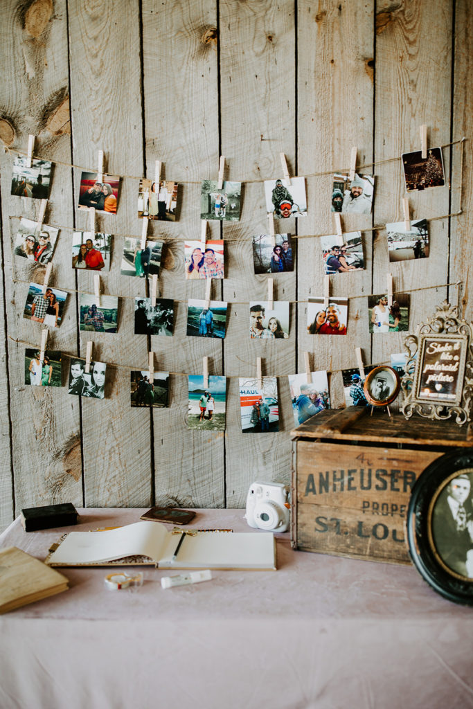 wedding barn rustic photo display
