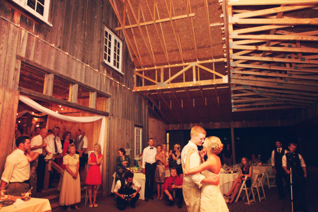 first dance rustic barn wedding