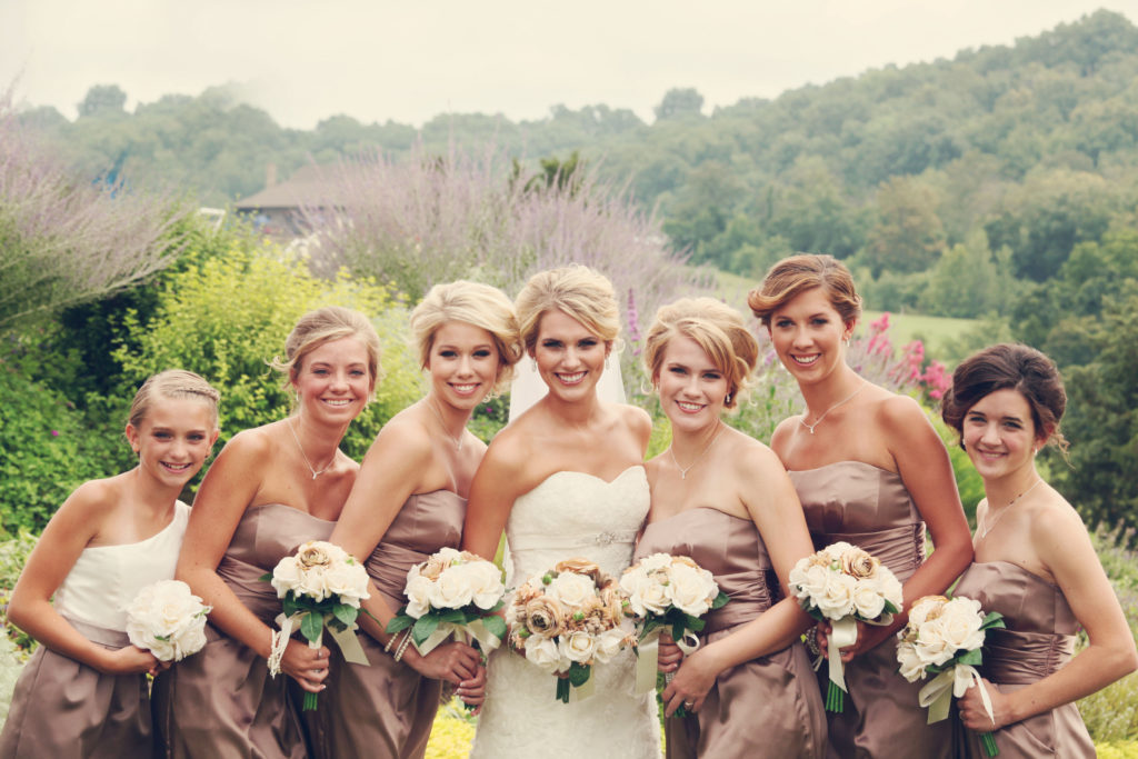 bridal party rustic barn wedding